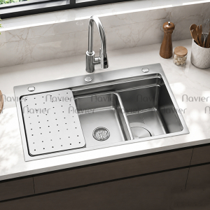 Chậu Rửa Chén 1 Ngăn Lớn Thoát Lệch Inox 304 Navier NV-7848SXL
