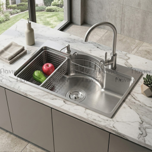 Chậu rửa chén 1 ngăn lớn lõm bán nguyệt inox 304 cao cấp Navier NV-7546BN304