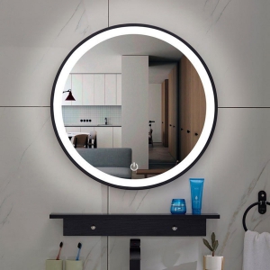 Gương Led Tròn  Viền Inox Xi Đen Navier NV-189D