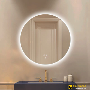 Gương Phòng Tắm Tròn LED Vàng Sấy Hiển Thị Giờ 60X60 Navier NV-165H