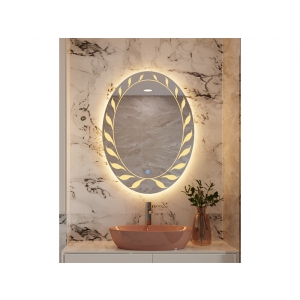 Gương Led Oval 60 X 80 Hoa Văn Tắt Mở Cảm Ứng Navier NV-193