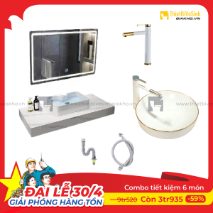 Combo Kệ Đá Chống Trầy Trắng Vân Mây Siêu Tiết Kiệm Navier CBPT0060