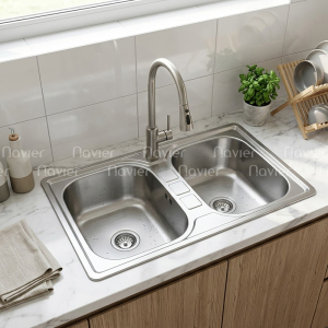 Chậu chén 2 ngăn đều Inox304 chuẩn cao cấp Navier NV-8850D304