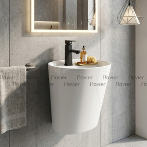 Chậu Lavabo Treo Tường Sứ Trắng Navier NV-362