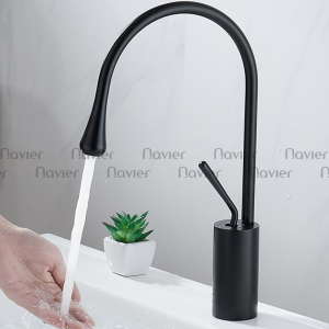 Vòi lavabo nóng lạnh sơn tĩnh điện đen Navier NV-741D