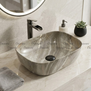 Chậu Lavabo Đặt Bàn Giả Đá Tự Nhiên Navier NV-435X