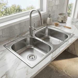 Chậu rửa chén 2 ngăn đều inox 304 Navier NV-8245T304