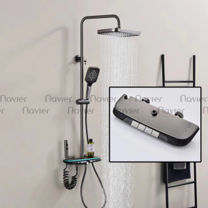 Sen Cây Tắm Đứng Nóng Lạnh Đồng Thau Mạ PVD Hiển Thị Nhiệt Độ Navier NV-832X